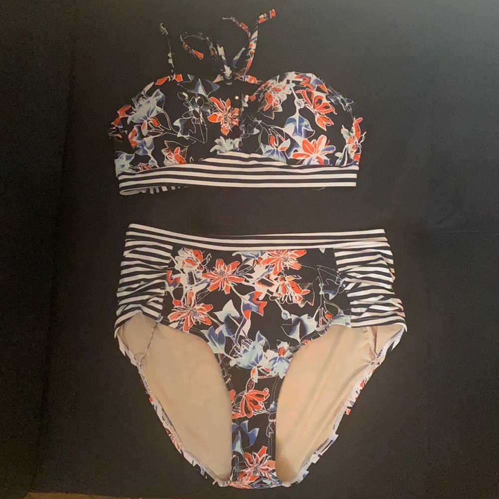 high waisted bathing suit, size:xs